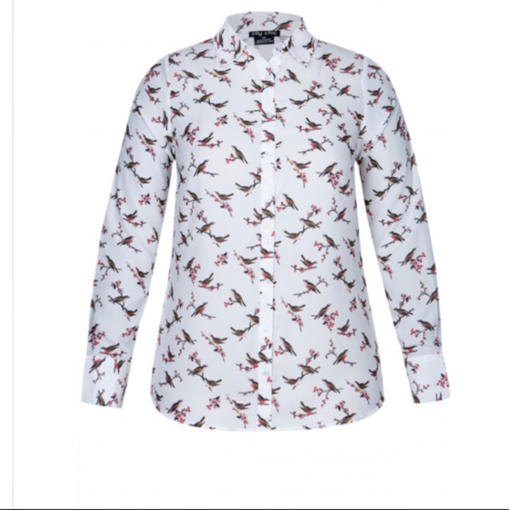 Aaaadorable and fun button down with birds